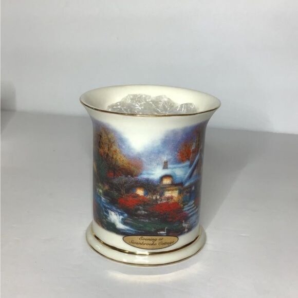 Avon Vintage Thomas Kinkade “Evening at Swanbrooke Cottage” Porcelain Votive Hol - Picture 2 of 9
